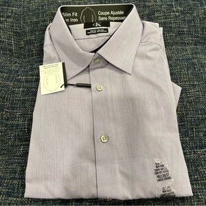 Calvin Klein Men’s Slim Fit Non Iron Purple Pattern Cotton Dress Shirt
